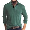 Men's Solid Color Button Lapel Long Sleeve Top Men's Casual Fashion Long Sleeve Top