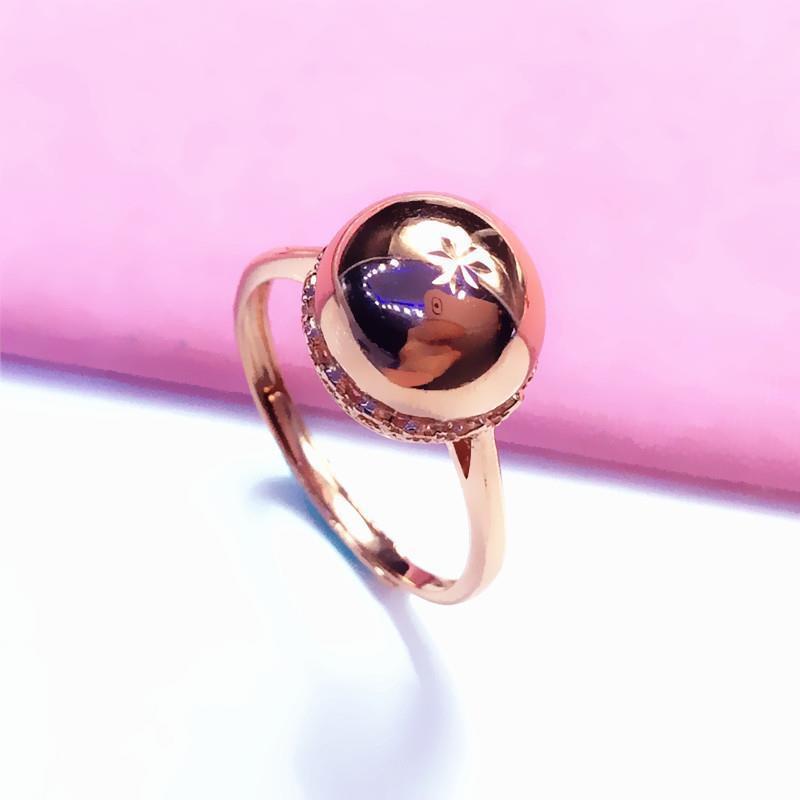 Фиолетово-золотое кольцо-шар с цветами, Модное, с индивидуальностью, Высококачественное кольцо с покрытием из розового золота.