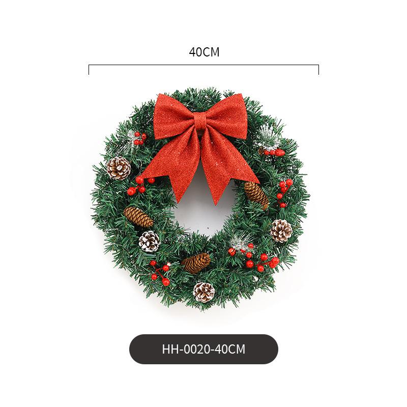 Christmas Wreath Pine Needle Garland Artificial Bowknot Pinecone Door Hanging Ornament Holiday Home Party Wall Decoration