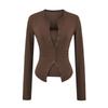 Women's Slim-Fit Korean Style Waist-Cinching Cardigan and T-Shirt Set