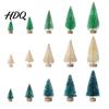 Small Christmas Tree Mini Bottle Brush Tree Artificial Miniature Tiny Sisal with Living Room Decor Wooden Base Winter Snow Frost Tabletop