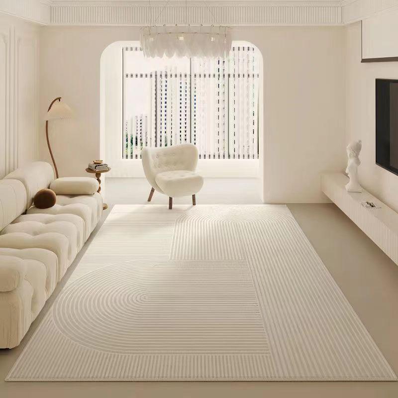 Washable Faux Wool Area Rug Living Room Geometric Soft Non-Slip Floor Mat Modern Minimalist Home Decor