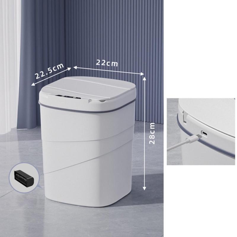 14L Automatic Waste Container Light Feature Twist Protect Three Detection Picks For Telecommute And Bathroom Use
