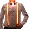 2 pz/combo bretelle da uomo con luci a LED e papillon, bretelle e papillon per feste luminose, costumi di Halloween, festival musicali, balli nuziali, Arancione, Taglia unica