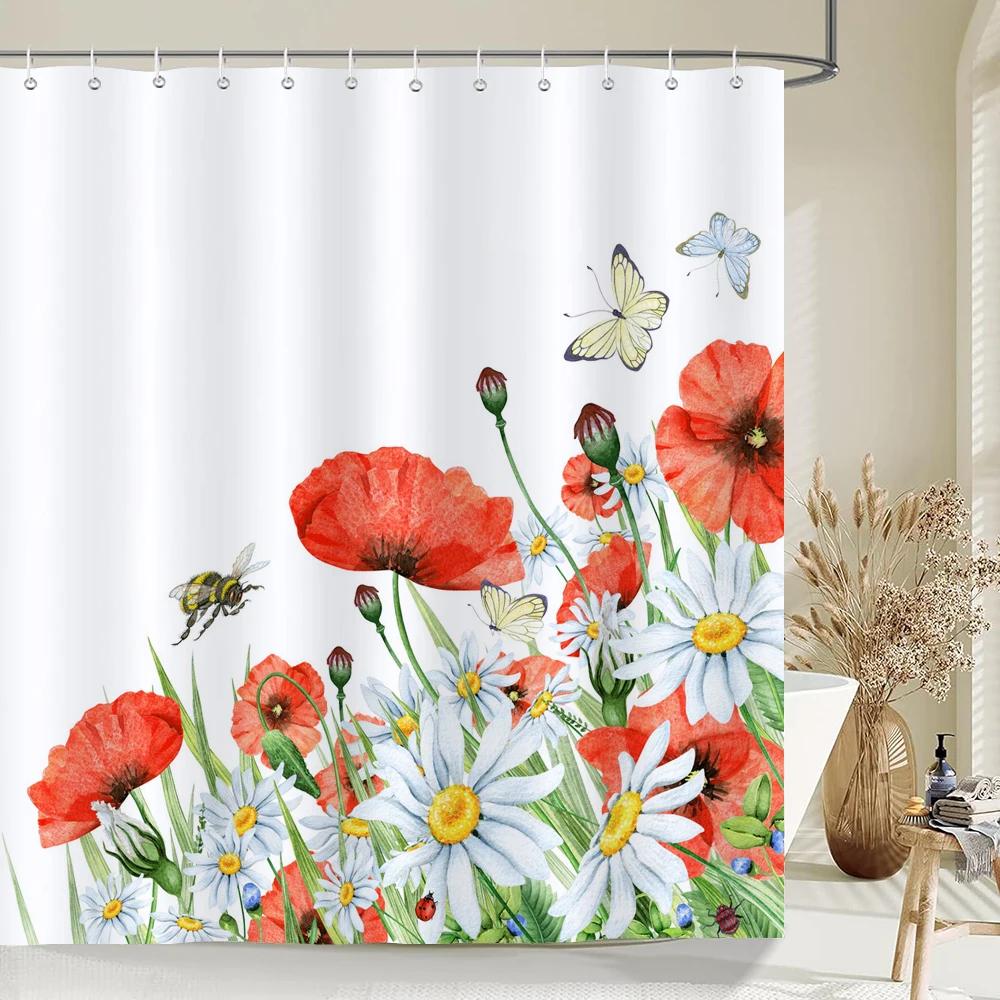 Dandelion Natural Flowers Shower Curtains Waterproof Bathroom Curtain Bath Curtain High Quality With Hooks Shower Curtain