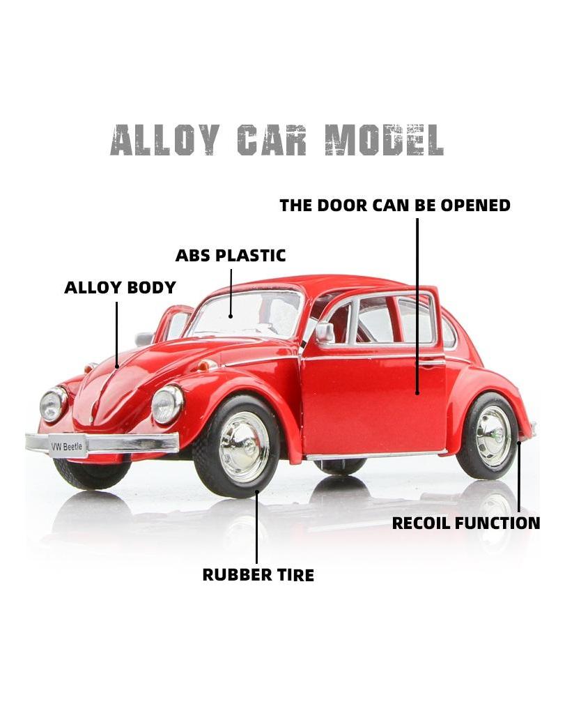 Retro Classic 1967 Volkswagen Beetle 5 Inch Metal Car Simulation Diecast & Toy Vehicle RMZ City 1:36 Alloy Model Gifts For Children