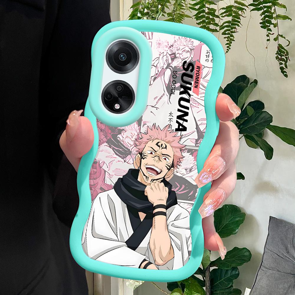 

Окрашенный узор Big Wave Edge Мягкий силиконовый материал Macaron чехол для телефона противоударный защитный резиновый чехол для OPPO Reno Realme Realme Narzo N53 синий