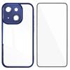 For iPhone 14 Plus TPU Case WANLONFENG Shockproof Clear Phone Cover with Tempered Glass Film