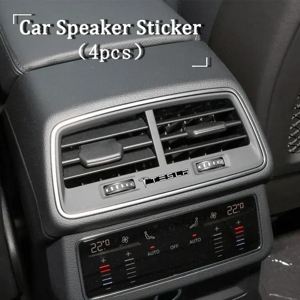 4pcs Tesla Speaker Stickers Car Audio Badge Emblem Decals for Tesla Model 3 Y S X Interior Accessories