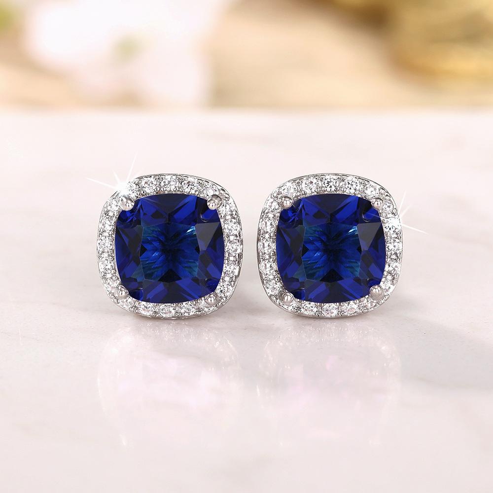 Ne'w Bright White/Yellow/Pink CZ Stud Earrings for Women Fashion Contracted Jewelry High Quality Wedding Engagement