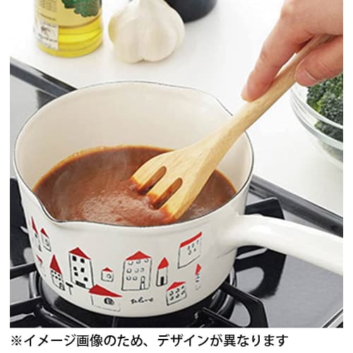 Tamahashi Milk Pan, Enamel, 15cm, Induction and Gas Compatible, Made In Japan, Prune, White, Red Strawberry, YJM-104