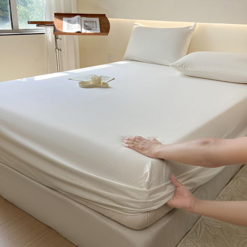 Простыня с эластичным мытым хлопковым голубым цветочным принтом — фото 7