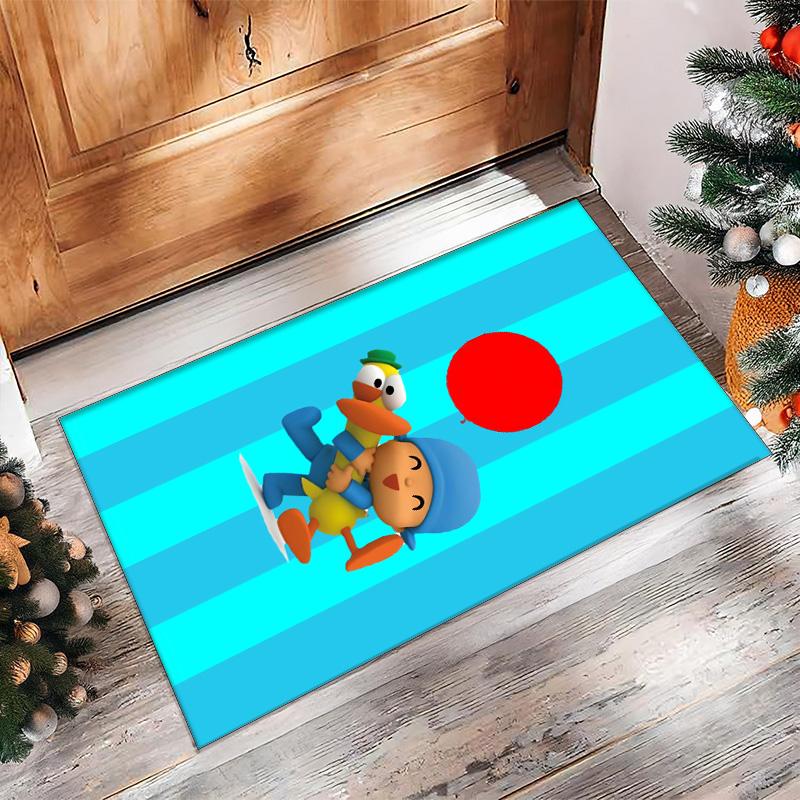 Pocoyó Cartoon Crystal Velvet Rug, Soft Anti‑Slip Crystal Velvet Carpet for Living Room Bedroom Home Decor
