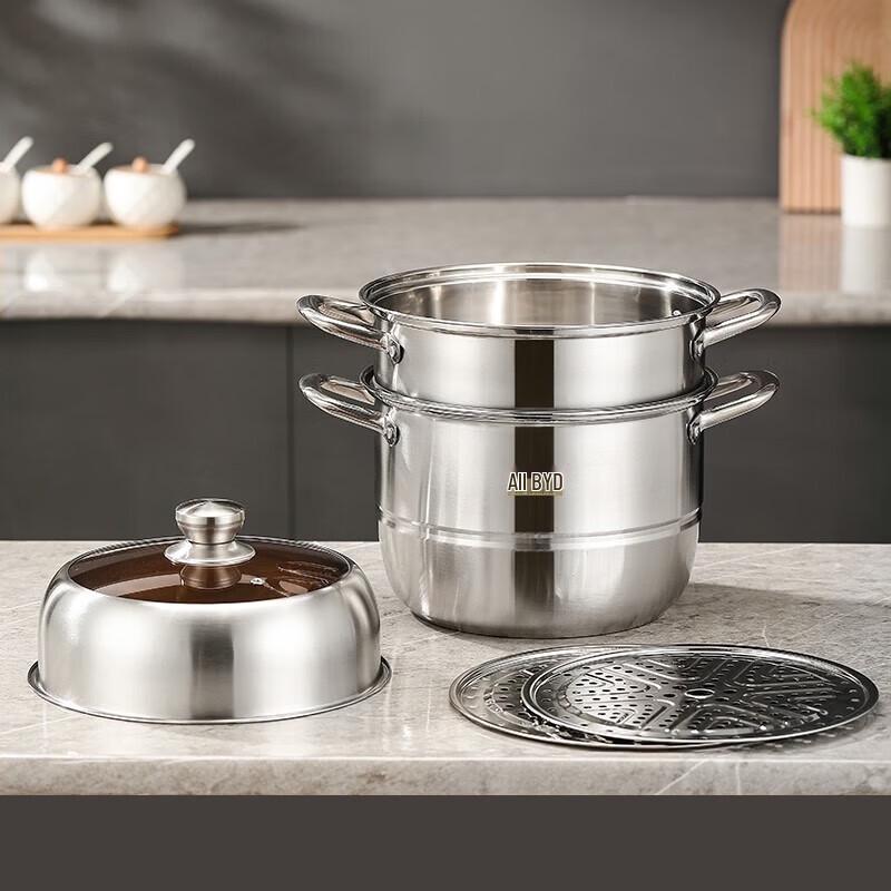 SBD 3-Tier Thickened Stainless Steel Steamer Pot 30cm