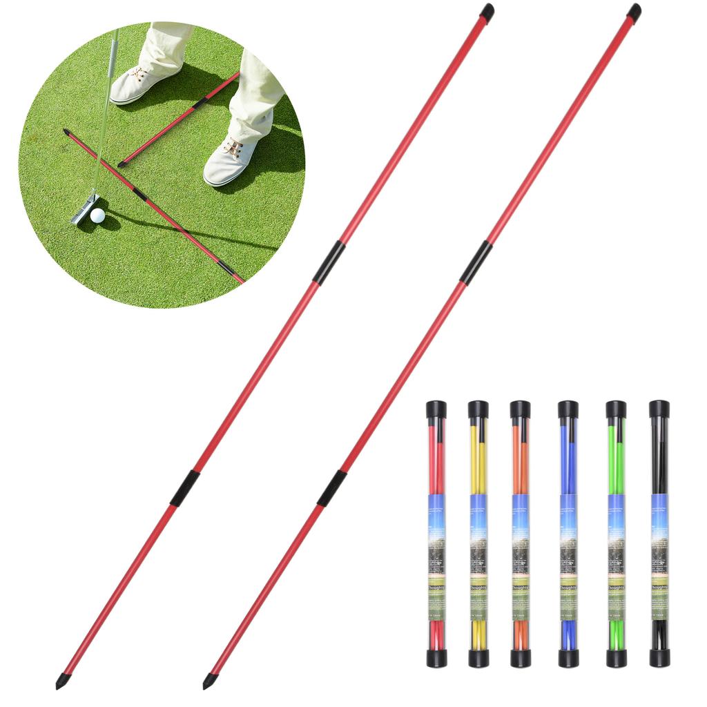 Golf Alignment Sticks 2 Sets 48inch Alignment Practice Rods Collapsible 6 Colors Golf Alignment Sticks Golf Swing Training Tools 5