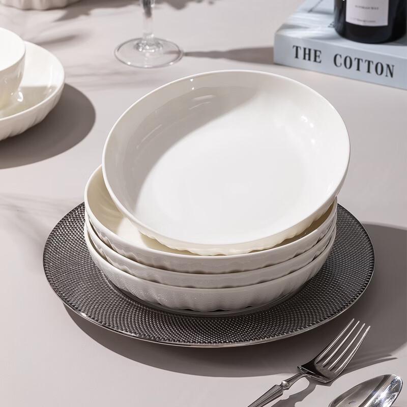 Simple Style Deep Ceramic Dinner Plate