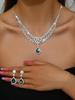 Luxury European Retro Crystal Zirconia Geometric Jewelry Set: Necklace, Earrings, Bracelet