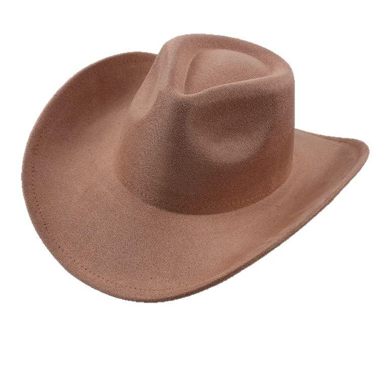 Western Cowboy Style Tibetan Bull Head Accessories Fashion Top Hat Autumn/Winter New Collection Deer Skin Velvet Large Edge Riding Hat