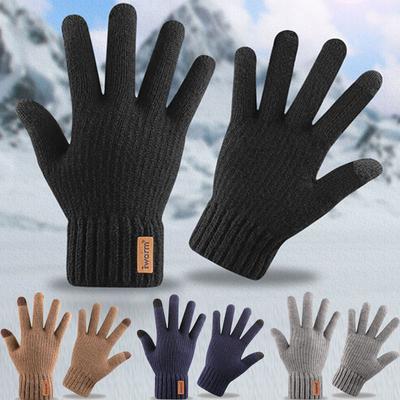 Herren Winterhandschuhe aus gestricktem Kaschmir, hohe Qualität, für den Winter, Touchscreen, dicke warme Handschuhe aus Wolle und Kaschmir, solide Handschuhe für Herren