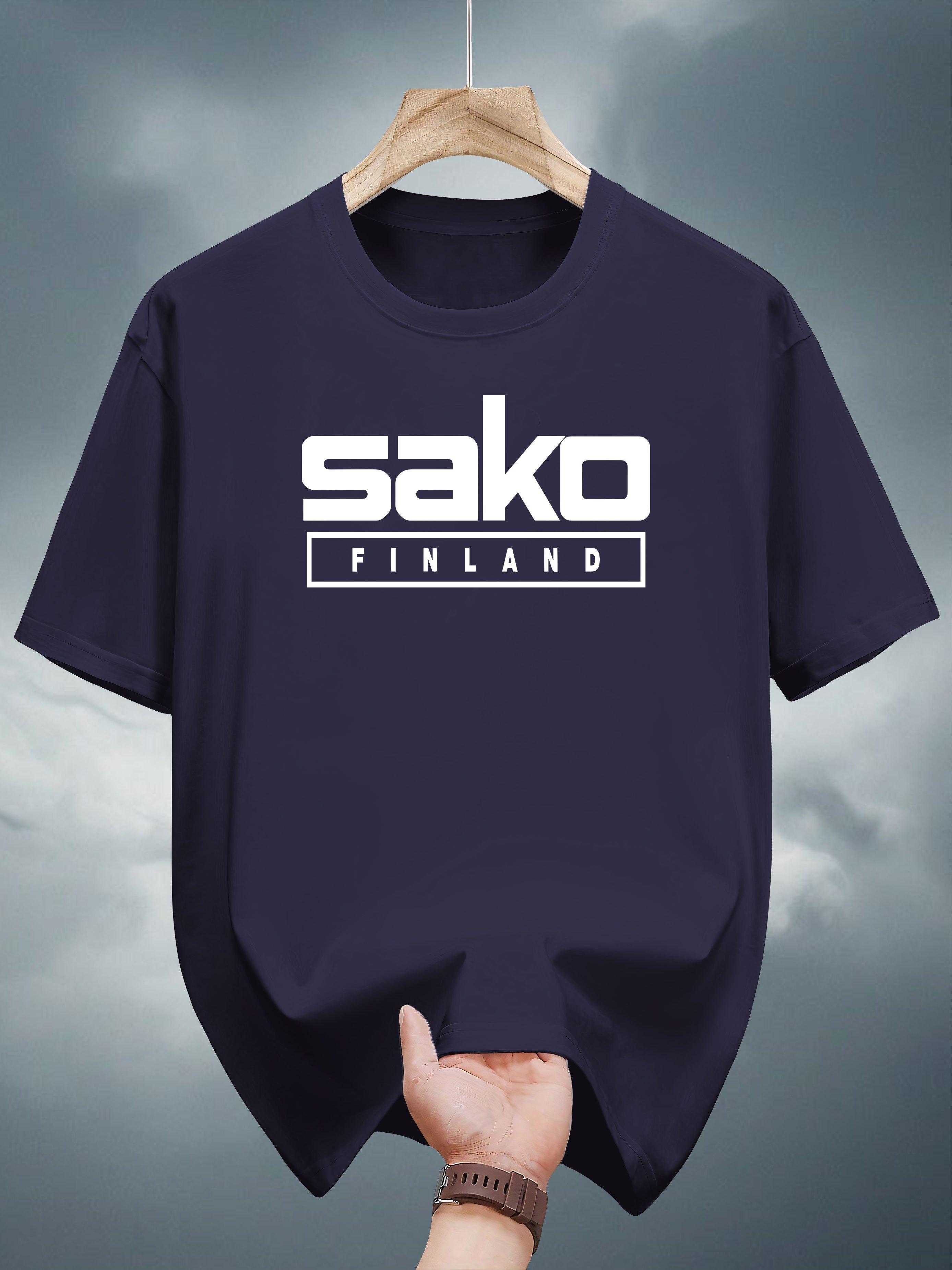 

200g 100% Cotton Short Sleeve T-shirt with Finland Graphic Print - Black Casual Summer Tee XXXXL