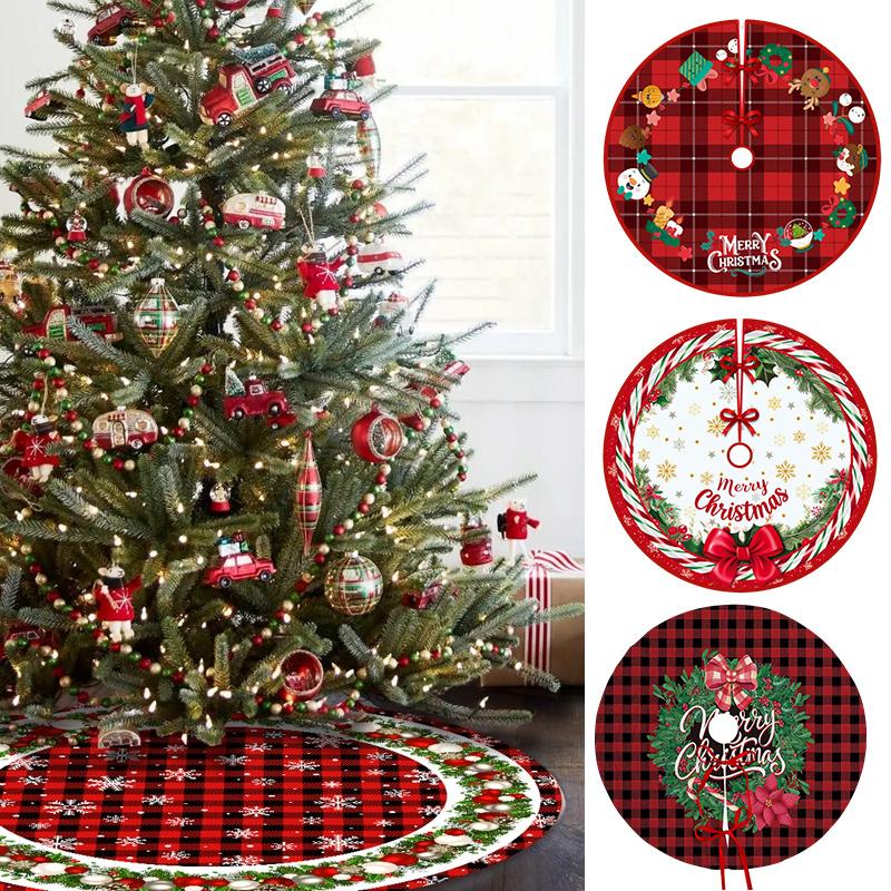 40-90cm Christmas Tree Skirt White Snowflake Xmas Tree Skirt Christmas Tree Decorative Base Carpet New Year Navidad Party Decor