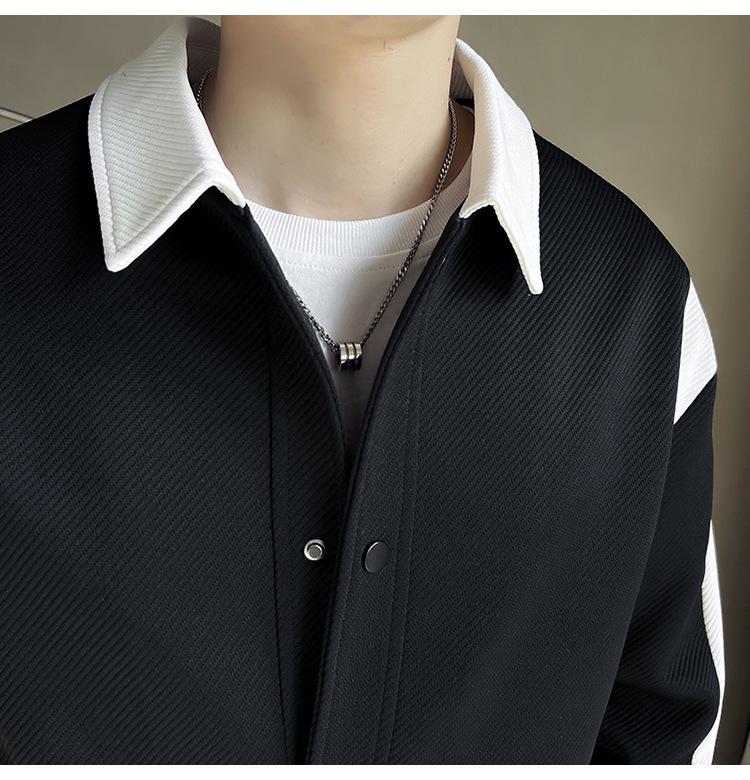 Men's 2023 Spring Korean Casual Color-Block Lapel Jacket – Trendy & Handsome Design