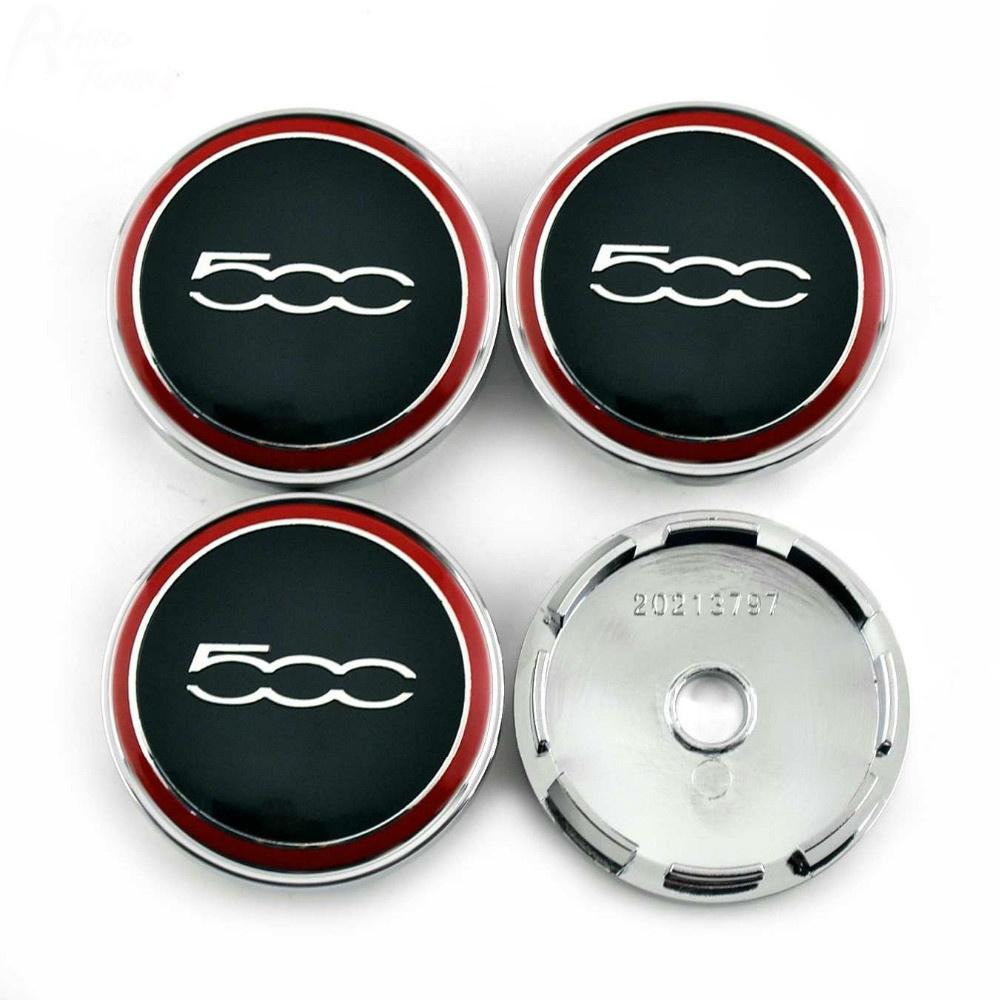 

4 шт. 60 мм 500 Ковпачки на центр маточини коліс автомобіля Кришки центру коліс Підходять для 500 Pop Cabrio Lounge Cabrio Автостайлінг червоний