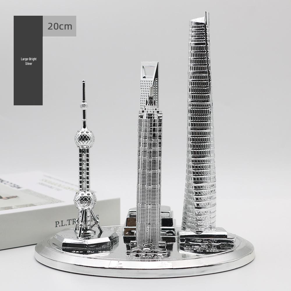 Shanghai Landmark Building Model: Oriental Pearl Tower, World Financial Center, Jin Mao Tower - Metal Creative Handicraft
