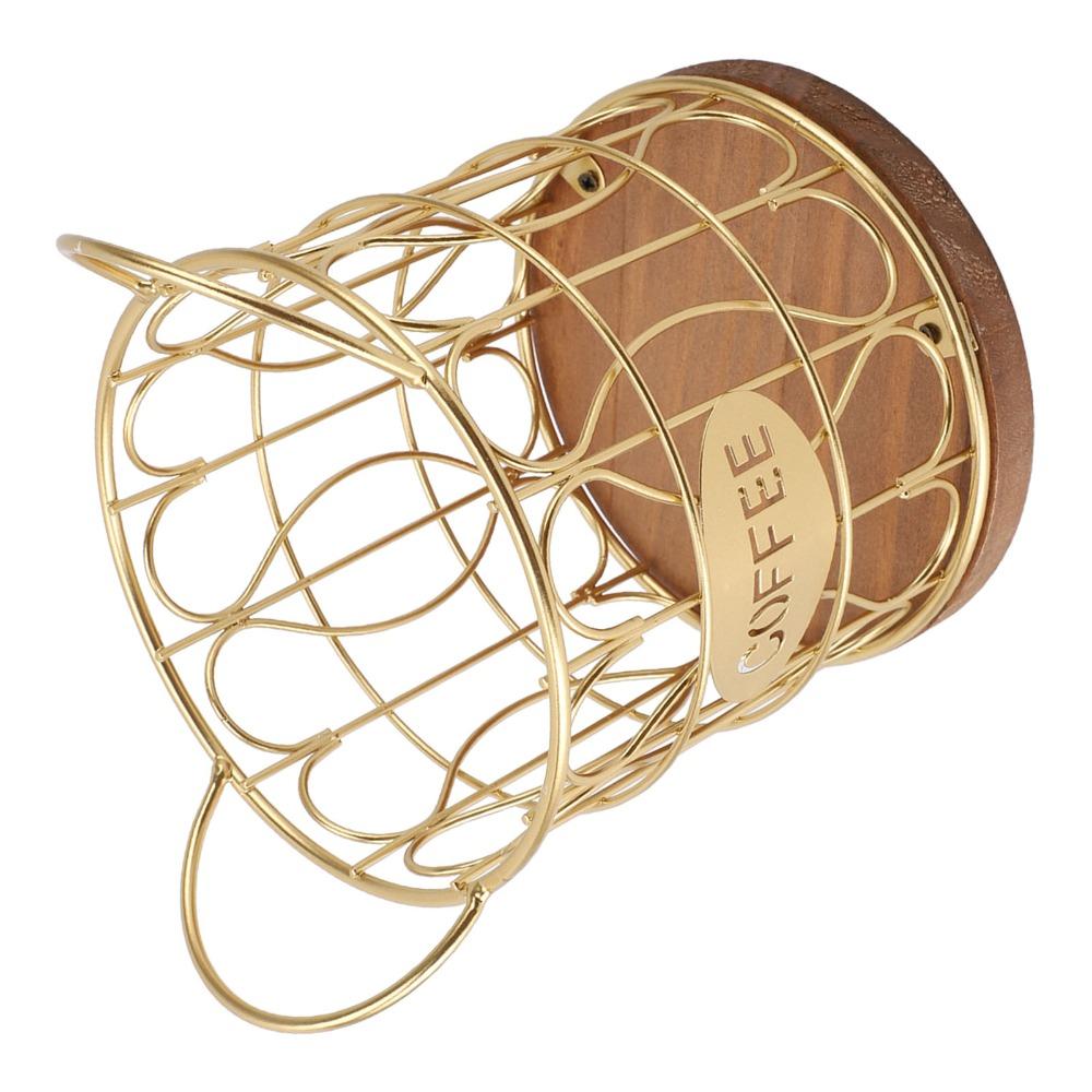 Decorative Round Coffee Capsule Holder Metal Coffee Capsule Storage Basket Coffee Pod Basket  Cafe