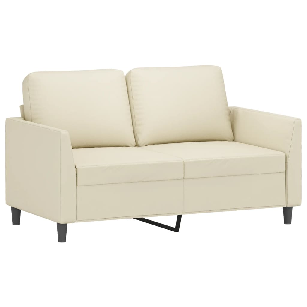 Vidaxl 2-Osobowa Sofa Z Poduszkami, Kremowa, Sztuczna Skóra