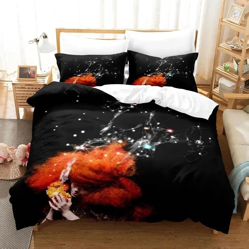 Juego de Cama de la Cantante Bjork Björk Funda Nórdica Juego de Cama Cubre Edredón Funda de Almohada Edredón Tamaño King Queen Niños Adultos Juego de Cama