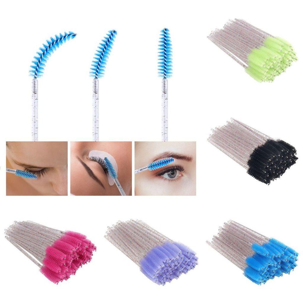 Disposable Eyelash Eye Brush With Elegant Crystal Diamond Handle And Spiral Design For Precise Makeup Application