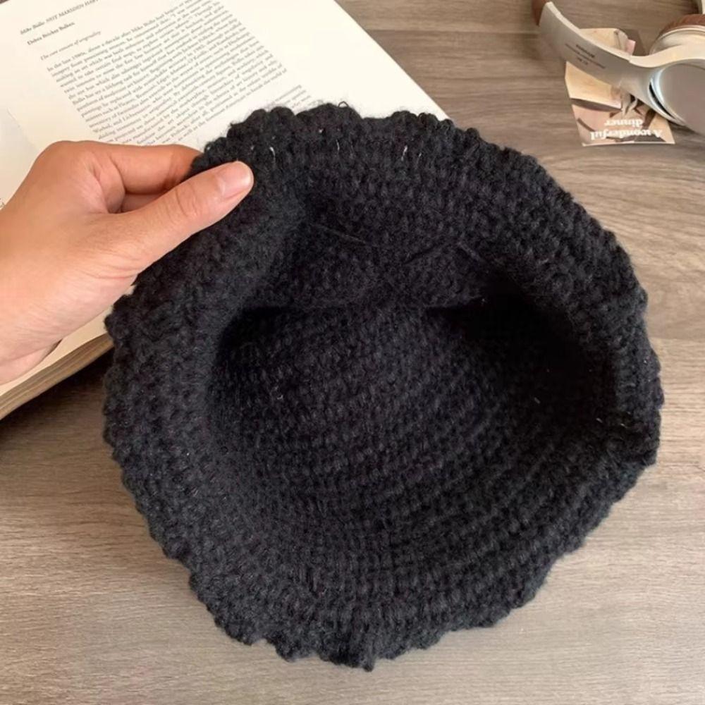 Handmade Flower Weave Cap Korean Style Bowknot Beanies Hat  Autumn/winter