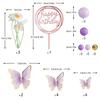 Pink Purple Balls Cake Toppers Butterfly Cake Decorations Happy Birthday Cake Topper for Wedding Baby Shower Birthday Flower The