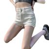 White Denim Shorts Women's Summer New Wear High Waist and Thin Tight Spice Girl Word Super Short Hot Pants