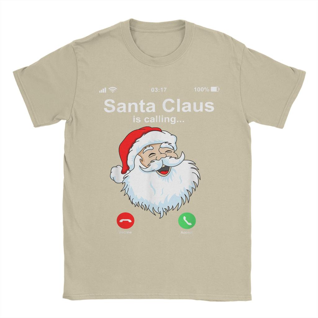 Funny Santa Claus Is Calling Funny Christmas T-Shirt for Men Round Neck Cotton T Shirts Short Sleeve Tees Gift Idea Tops