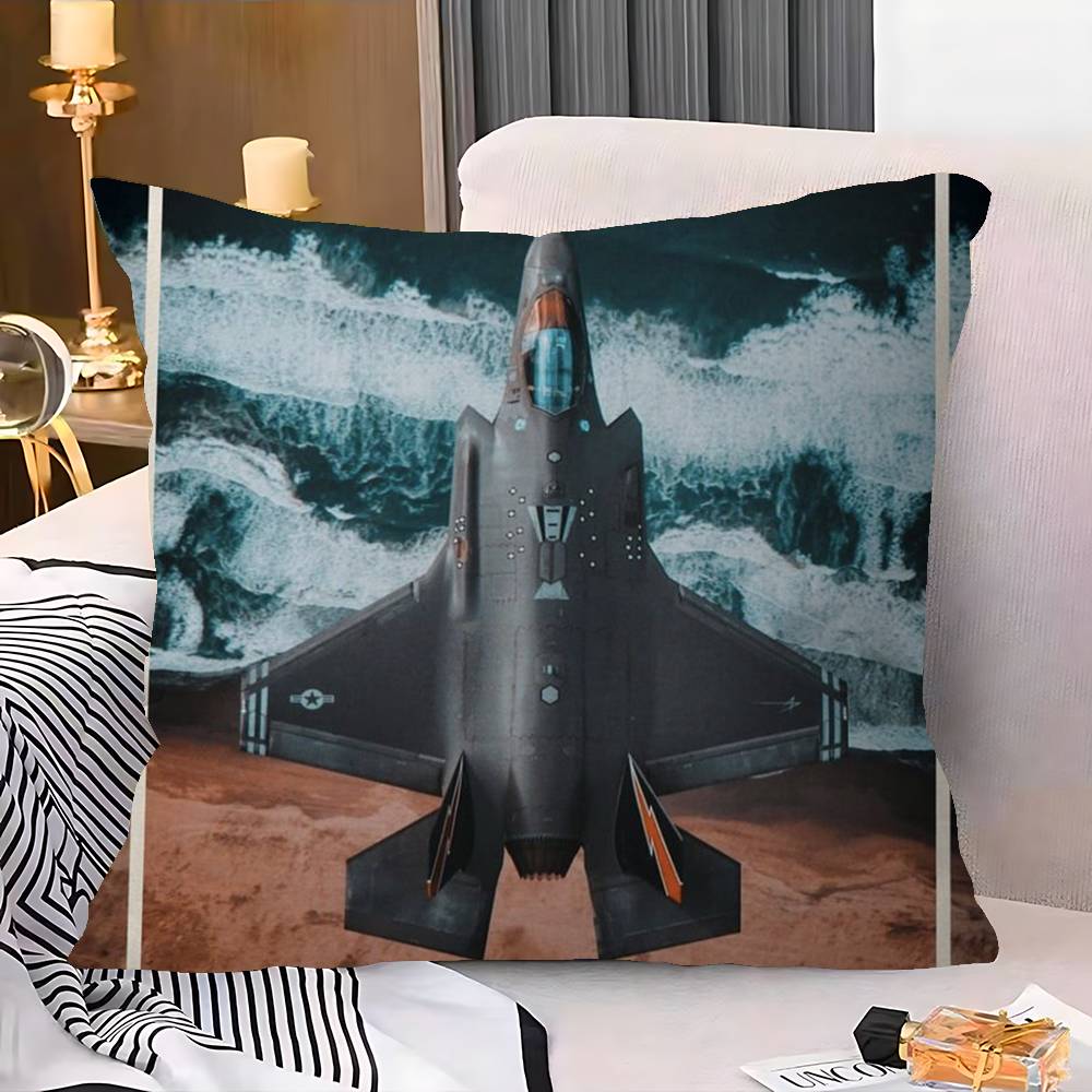 Modern Militärflygplans Kudde Gåva Hemmakontor Dekoration Sovrum Soffa Bil Kuddfodral Fodral 45x45