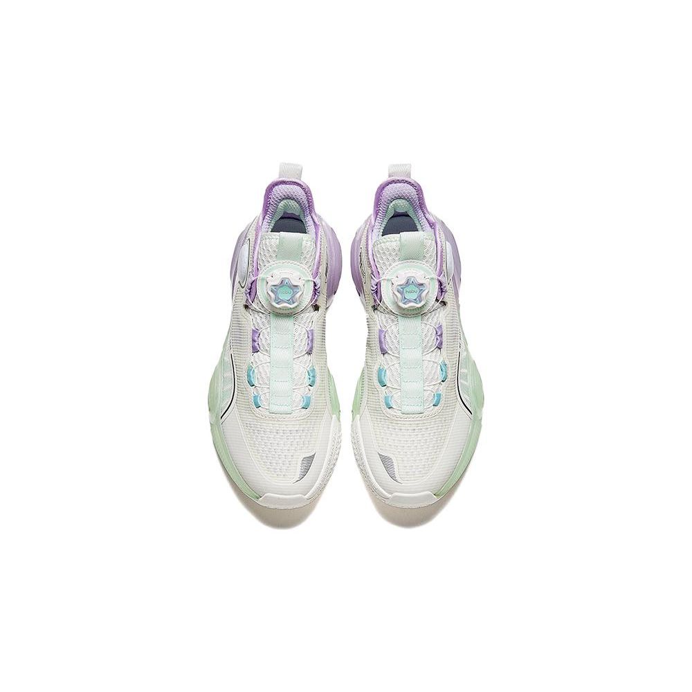 Anta Irregular 3 Durable Low-Top Kids Basketball Shoes Kids basketball shoes White Purple Green 322331102-1
