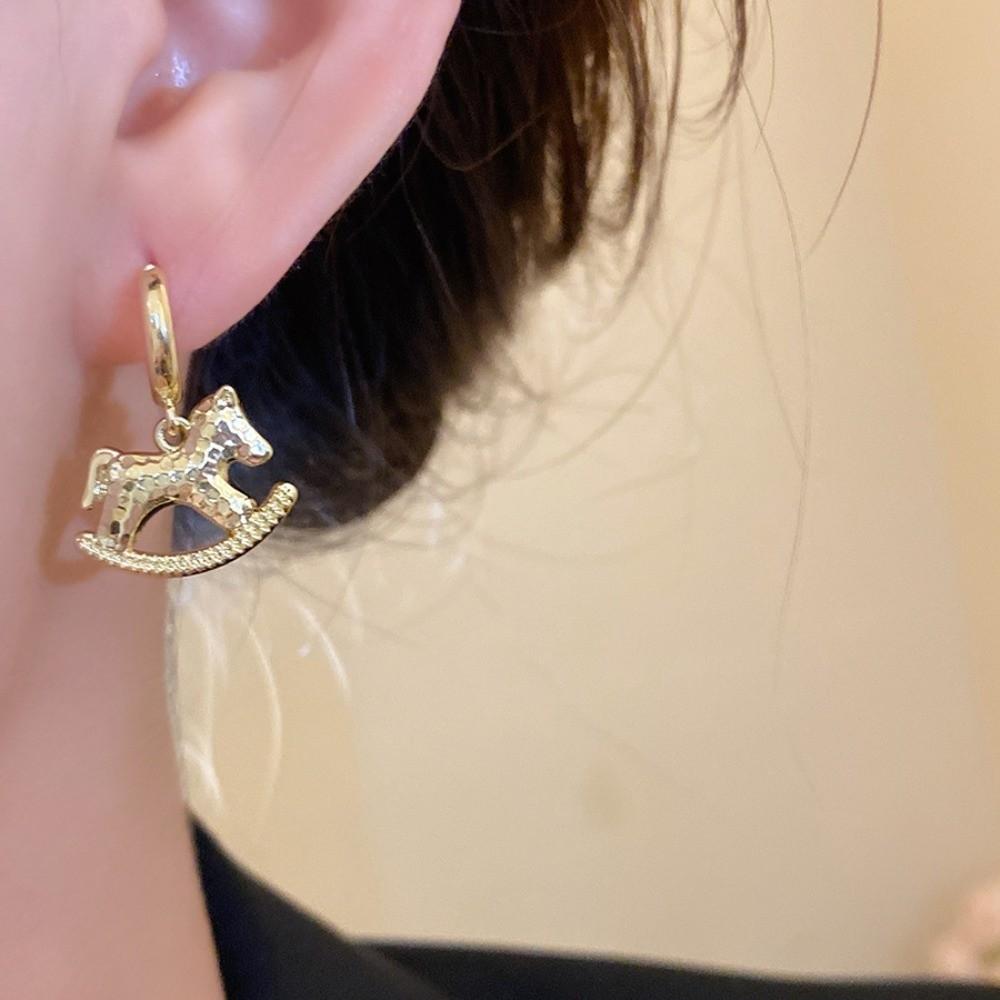 Rocking Pony Cartoon Pony Earrings Chinese Horse New Year Drop Earrings Zodiac Horse Earrings  Girl
