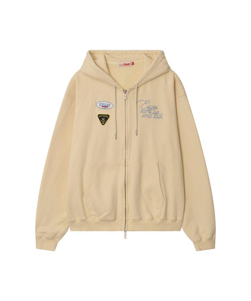 Eeut Eeut Patch Sweat Zip-Up / Cream