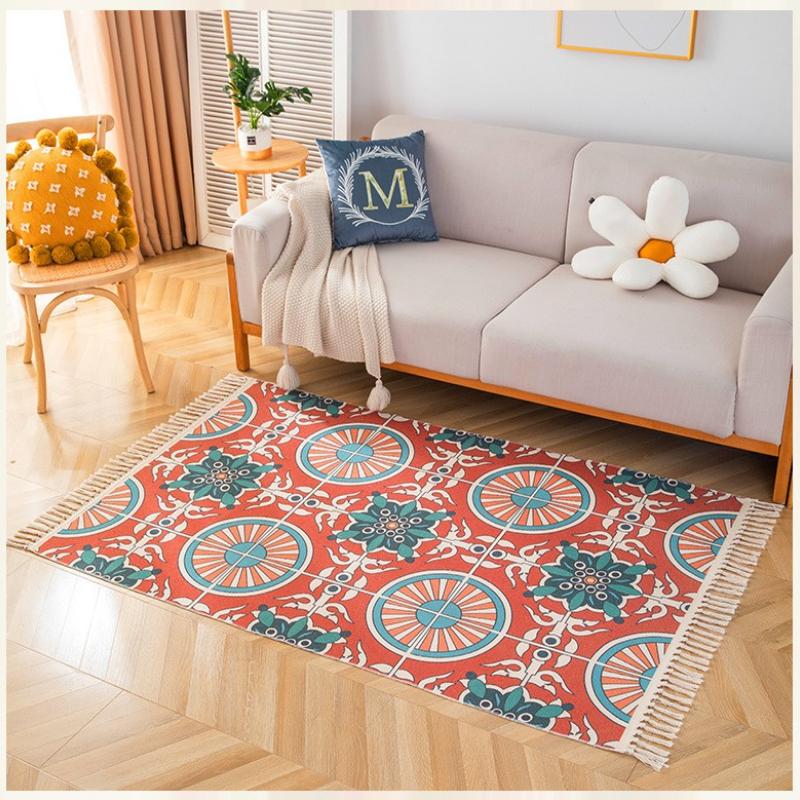 

120 х 170 см богемный хлопковый льняной коврик с кисточками для гостиной, диван, коврик для спальни, прикроватный коврик для ног, длинный коврик татами, можно стирать в машине 14