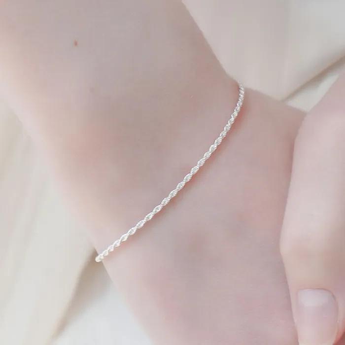 Gemma Twist Silver Chain Bracelet 925 Sterling Silver Daily Bracelet