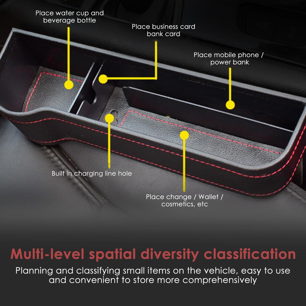 2 Pack Car Organizer Front Seat Gap Filler With Cup Holder PU Leather Car Console Side Pocket With Usb Charging Hole