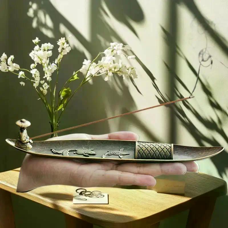 Classic Chinese Fisherman Style Multi Fish Incense Censer Holder, Home Decor Essentials