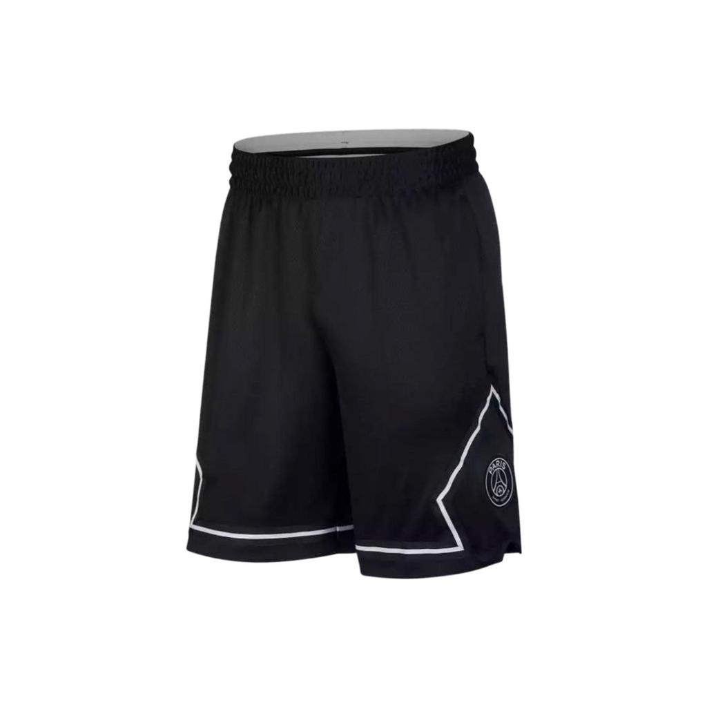 Jordan Paris Saint-Germain Co-Branded Solid Color Elastic Waist Shorts with Logo Print Men Bottoms Black BQ4229-010