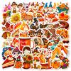 50 Thanksgiving Graffiti Stickers Turkey Apple Pie Autumn Harvest Festival Celebration Decorative Suitcase Stickers