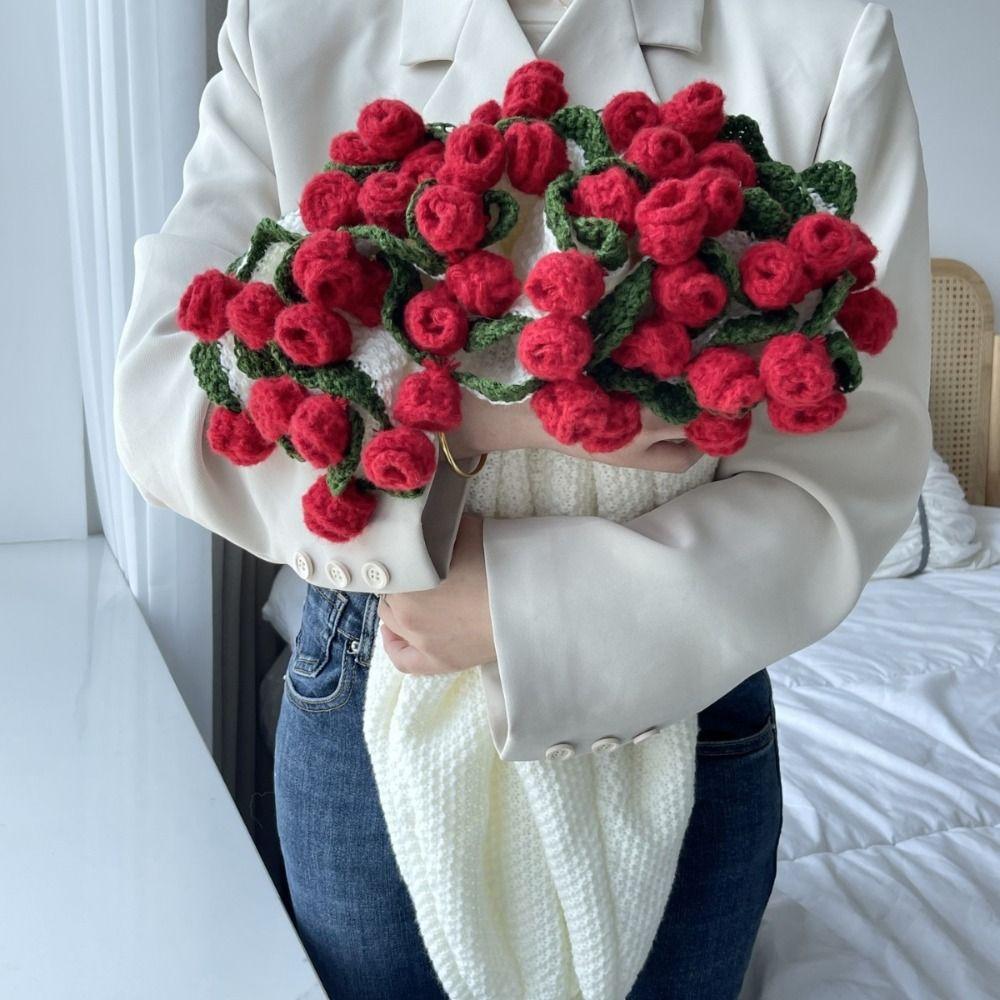 Gör-det-själv Rosbukettfiltar 110 cm Handstickad Filt Materialpaket Liljekonvaljfilt Gåva Ej Färdig Produkt