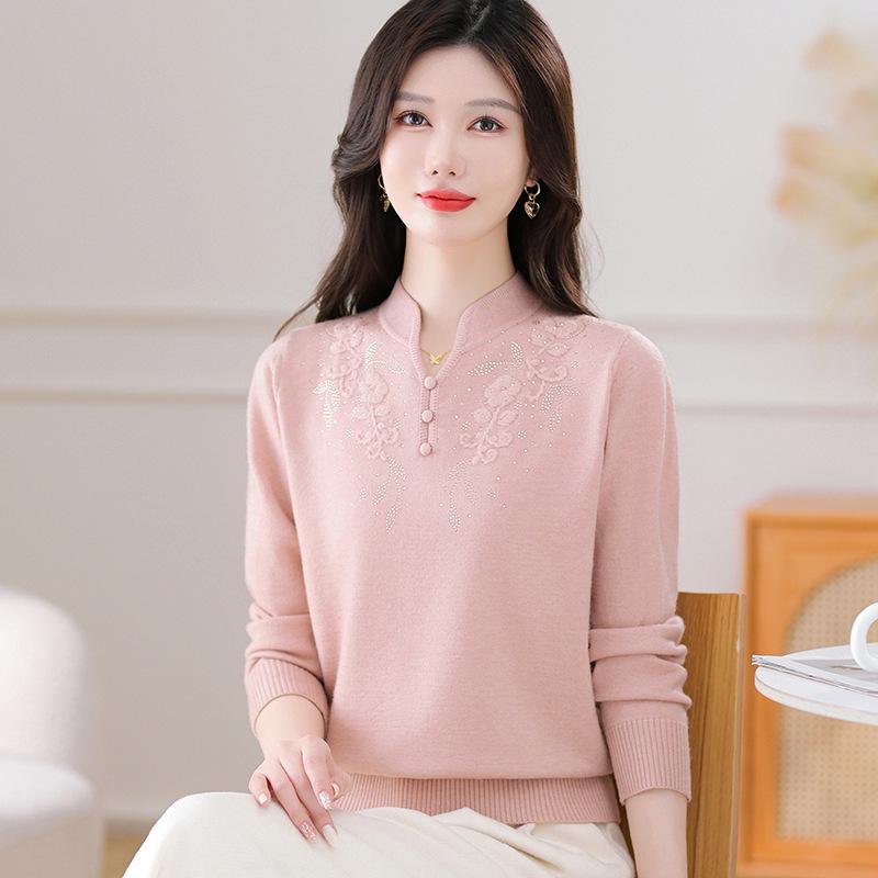 Mom's Stylish Knit Sweater 2025 - Thickened Base Layer for Middle-Aged & Elderly Women 50+