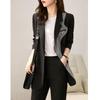 Autumn Contrast Leisure Blazers for Women Plaid Blazer Splicing Office Lady Notched Coats Plus Size 4xl