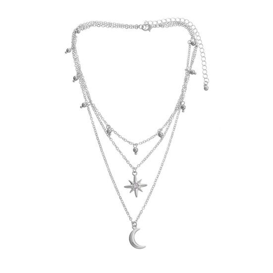 

Многослойное колье-колье со стразами, металлическое ожерелье в виде полумесяца и шипованного колокольчика, хрустальное колье с бриллиантом, подвеска-ожерелье, свитер-цепочка серебряный